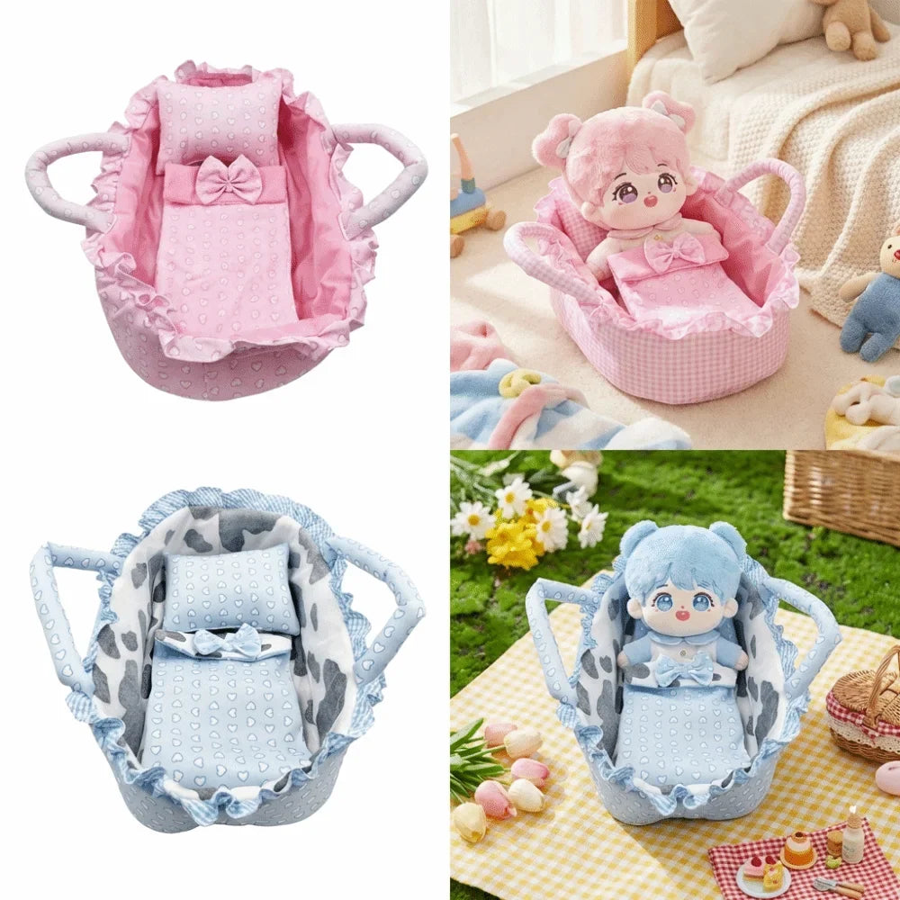Pink Gingham Mini Basket – Dollhouse Doll Accessory 1/6 Scale