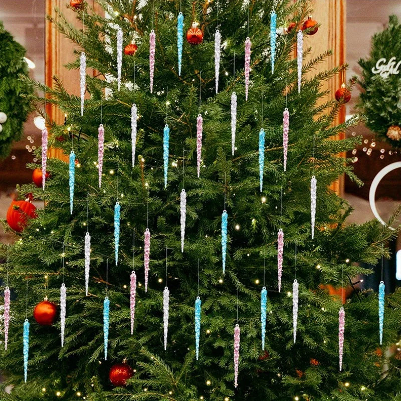 10Pcs Acrylic Crystal Ice Column Christmas Tree Ornaments