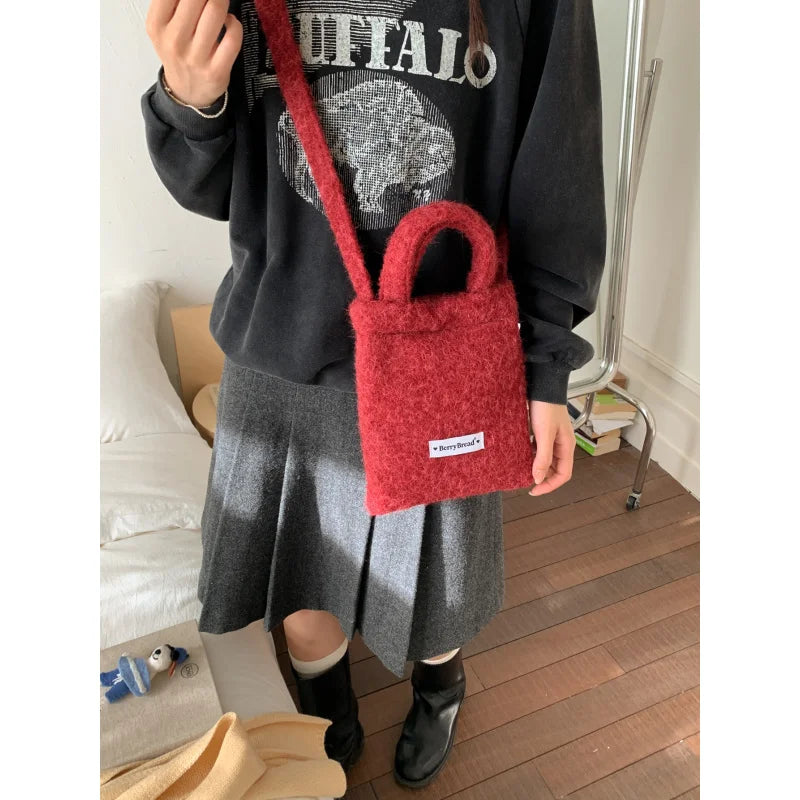 Women's Plush Mini Crossbody Bag | Korean Style Cute Shoulder Bag