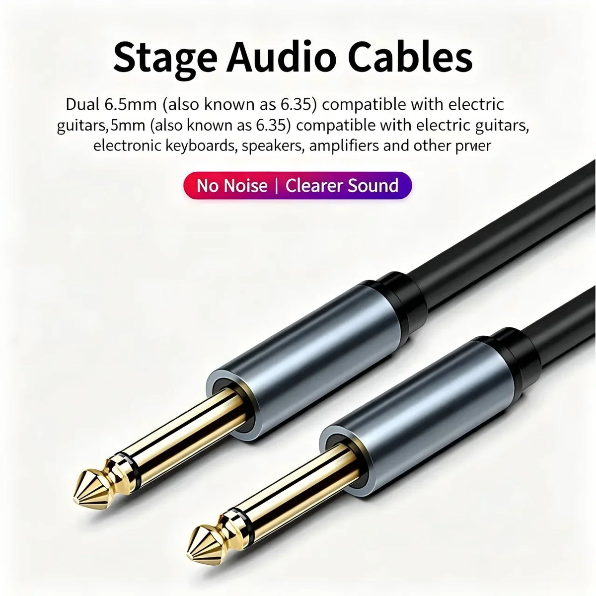 6.35mm Guitar Cable – Stereo Instrument Audio Cable for Bass