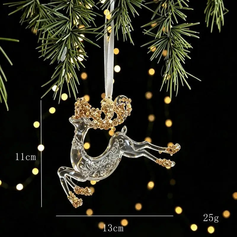 Clear Acrylic Christmas Ornaments with Rhinestone Details