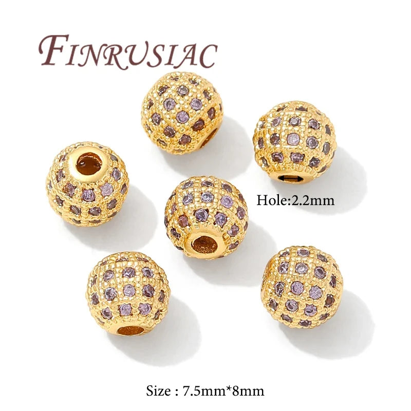 18K Gold Plated Zircon Spacer Beads – Brass DIY Jewelry Making