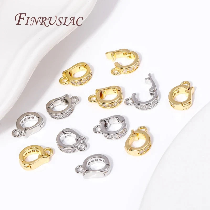 18K Gold Plated Zircon Hinged Pendant Bail Clasp | DIY Jewelry