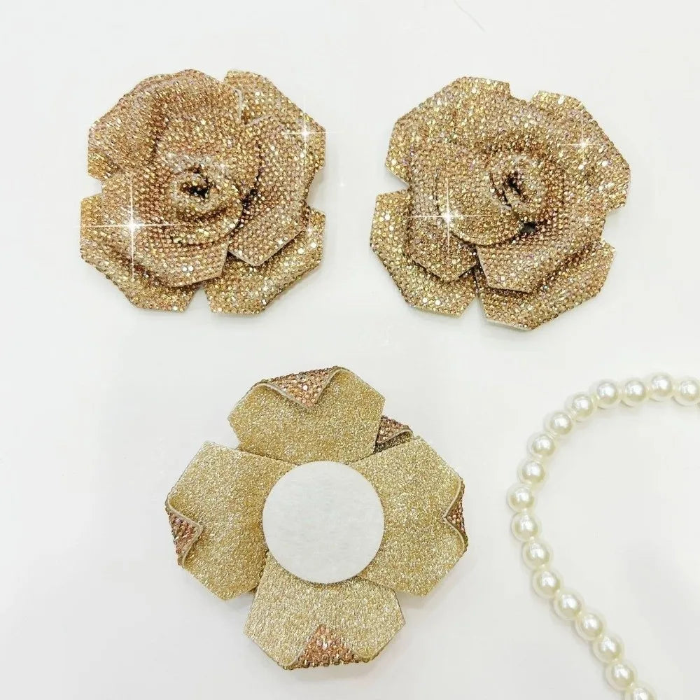 3D Rose Rhinestone Flower Patch – Sparkling DIY Embellishment