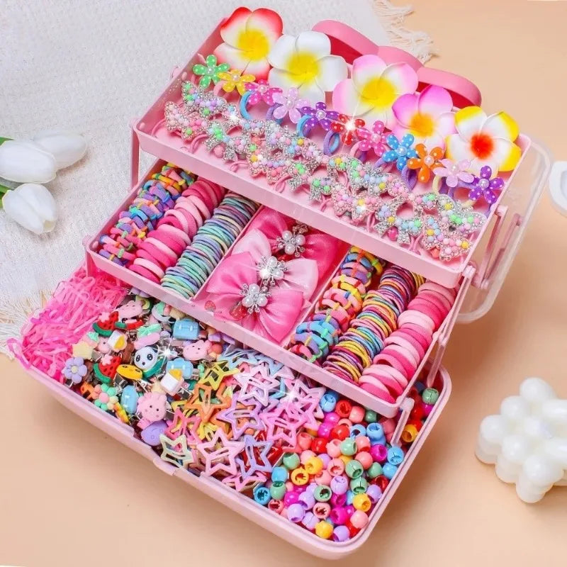 850PCS Girls Grosgrain Ribbon Hair Ties & Elastic Hair Bands