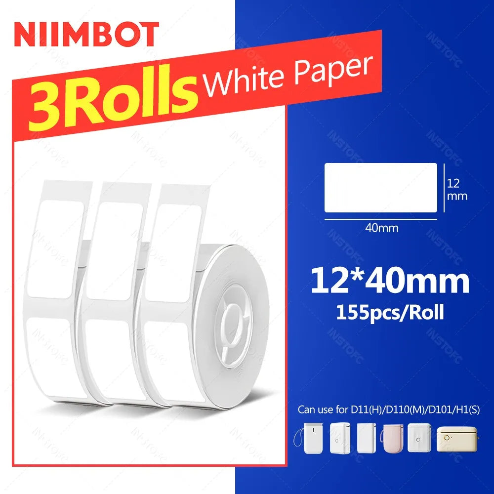 Niimbot Thermal Label Paper – Waterproof White Tape D11 D110