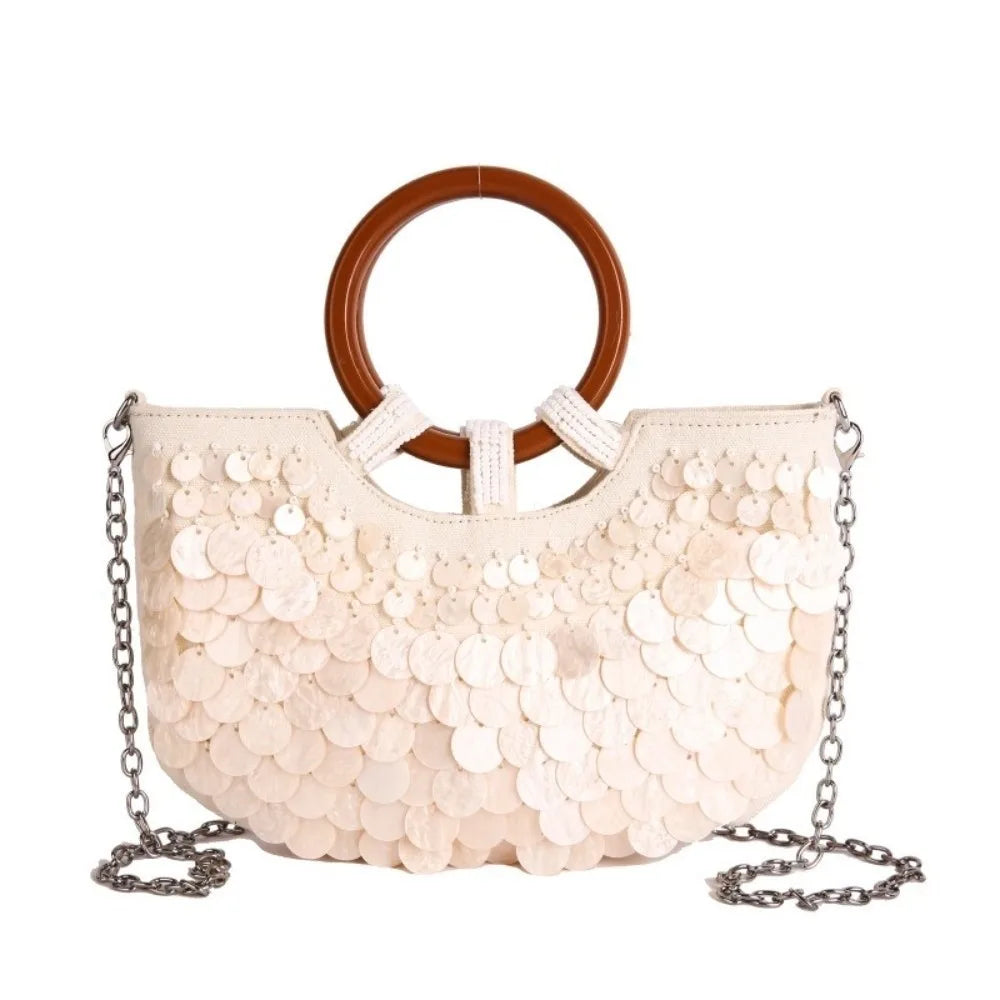 Woven Seashell Crossbody Bag | Beaded Mermaid Style Purse