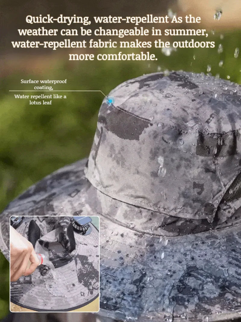 UV Protection Wide Brim Fan Hat – USB Rechargeable Cooling