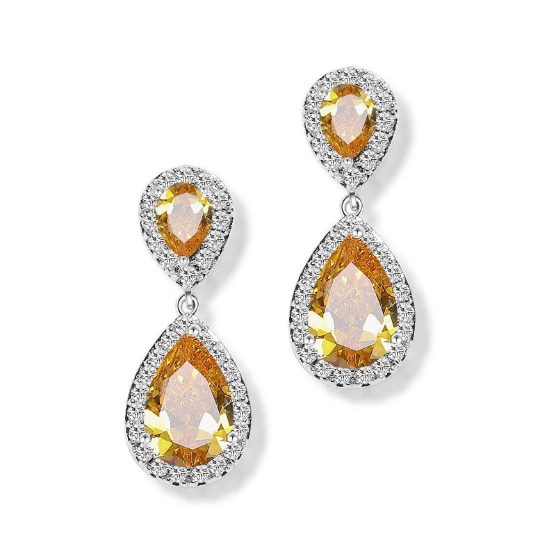 Women's Silver Plated White Stud Drop Earrings | Wedding Gift