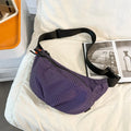Plaid Canvas Dumpling Bag – Large Crossbody Shoulder Bag