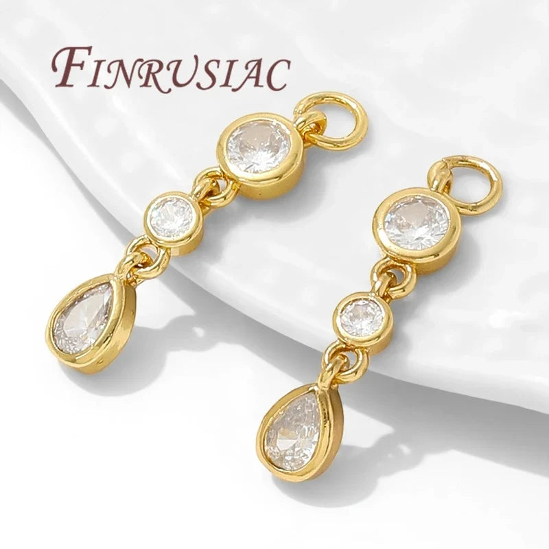 18K Gold Plated Zircon Long Pendant Charm – Necklace & Earring