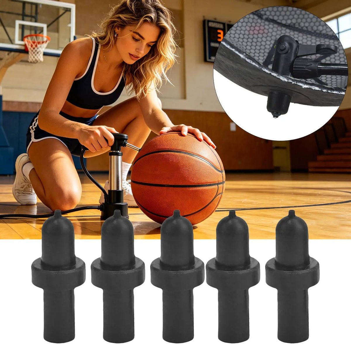 5-Pack Rubber Ball Valve Replacement Inflation Nozzle – Universal Fit