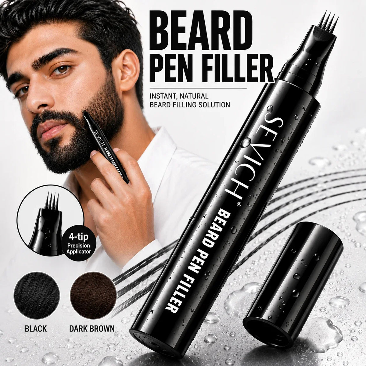 Sevich Waterproof Beard Filler Pen & Brush | Fuller Beard