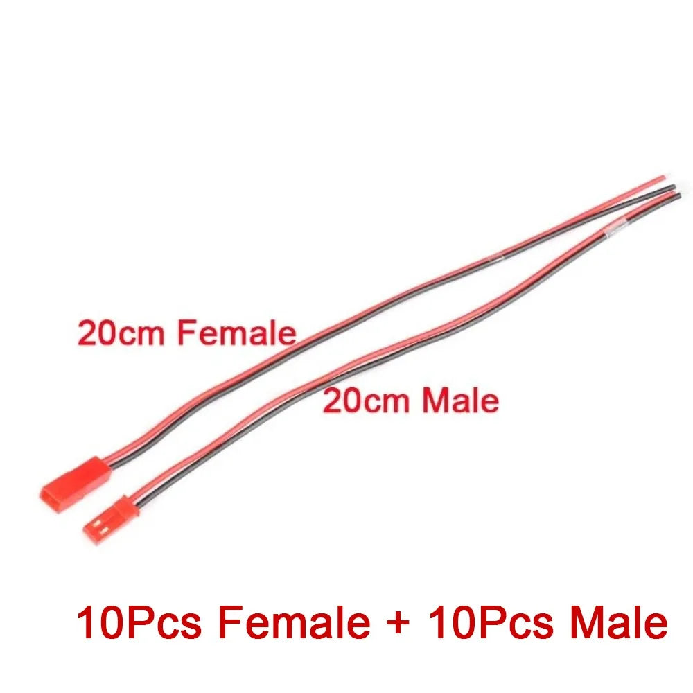 10 Pairs 22AWG JST 2-Pin Male Female Connector Cable