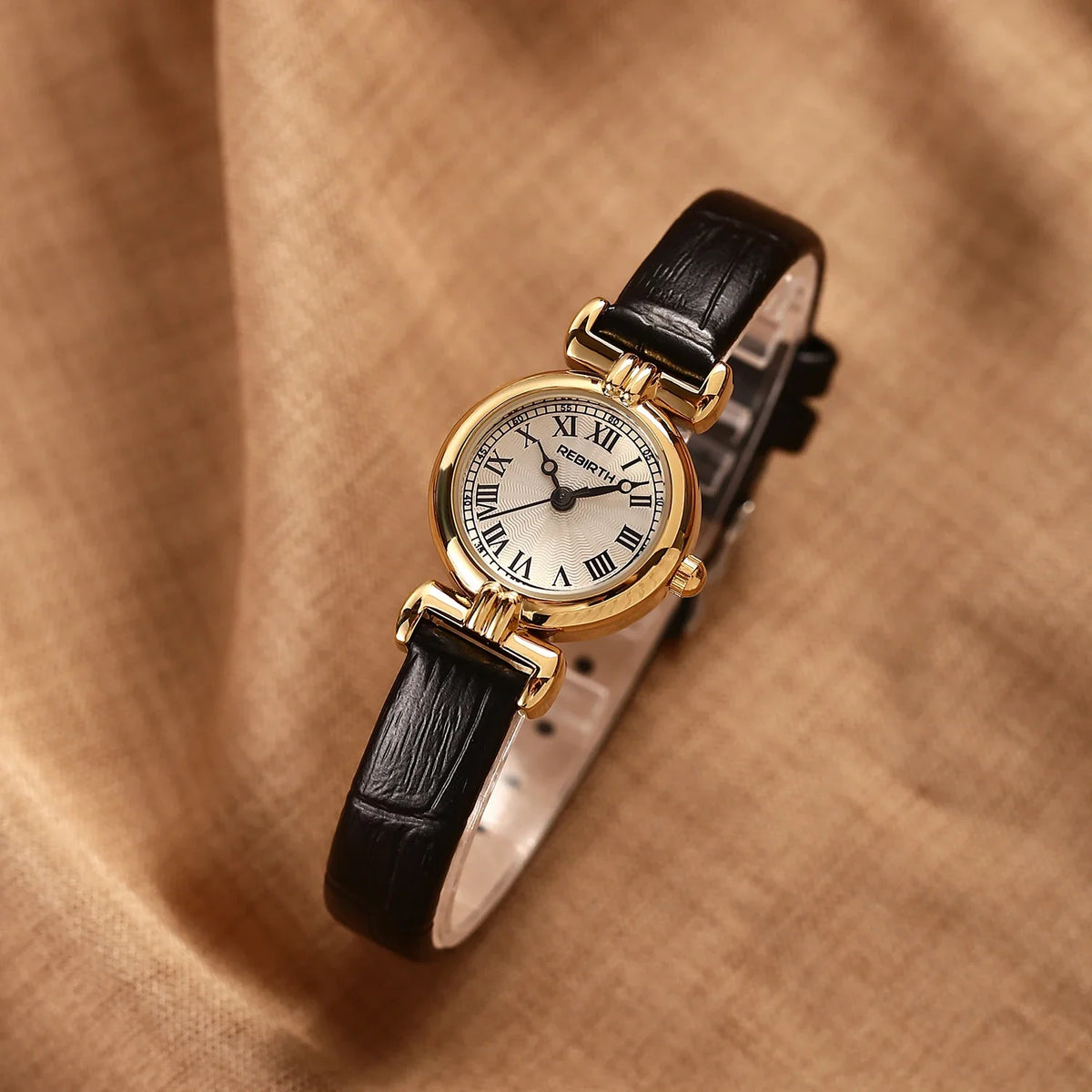 REBIRTH Retro Quartz Women's Watch – Roman Numeral Leather