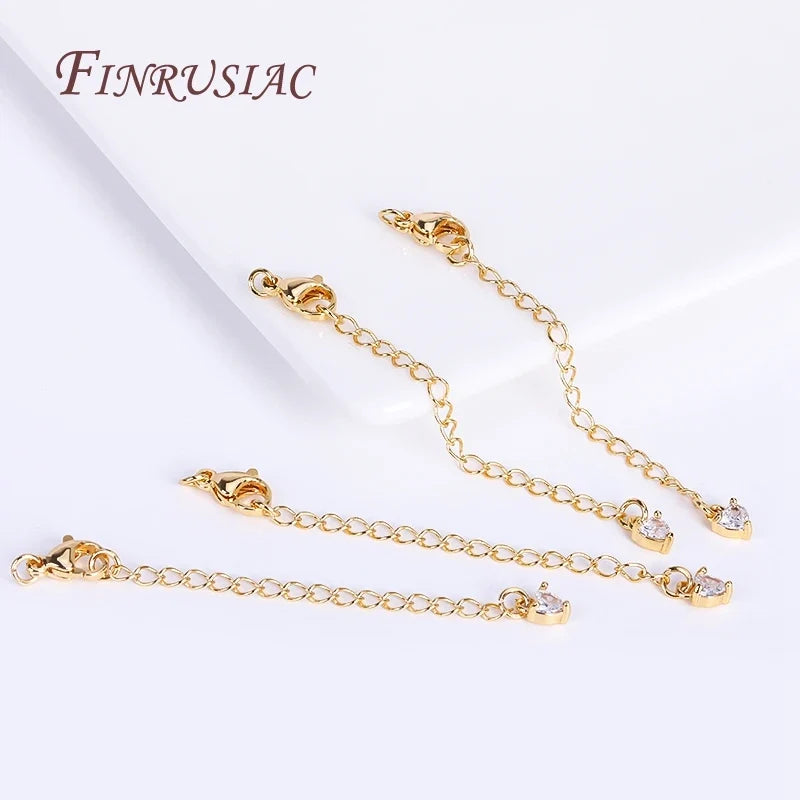 18K Gold Plated Brass Extension Chain Lobster Clasp – 8 Styles