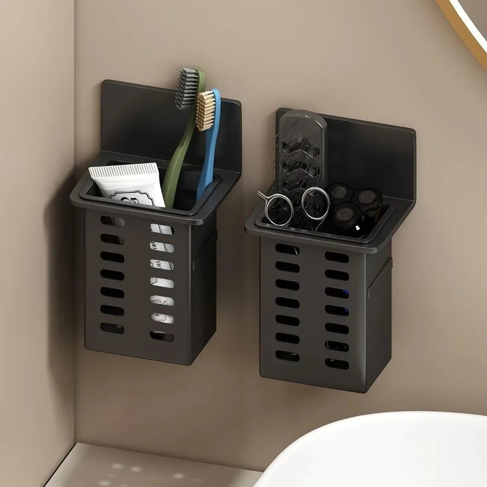 Wall Mounted Toothbrush Holder – No-Drill Self-Adhesive Rack