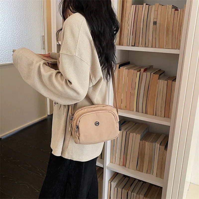 Nixie Minimalist Canvas Crossbody Bag – Multi-Layer Shoulder Bag