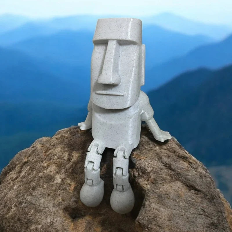 3D Printed Moai Statue – Movable Joints Collectible Figurine