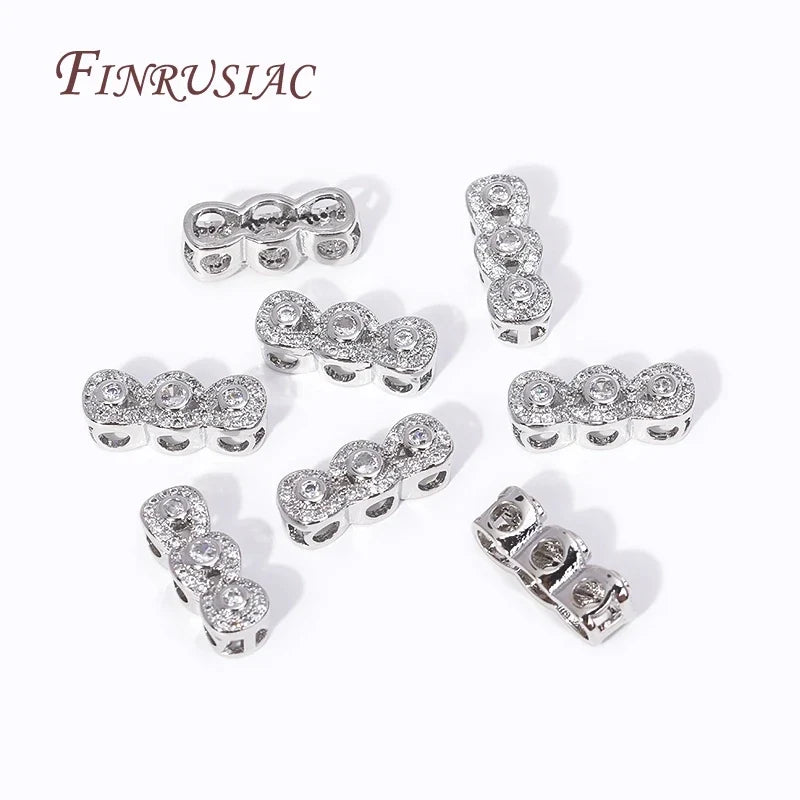 18K Gold Plated Zircon Spacer Beads | 3-Row Necklace Connector