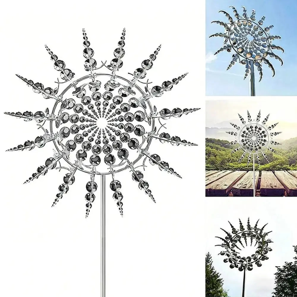 Metal Wind Spinner Windmill Kinetic Sculpture Garden Decor