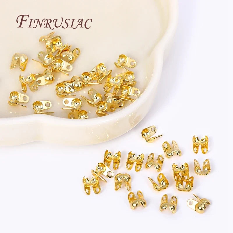 18K Gold Plated Ball Chain End Connectors & Crimp Bead Tips