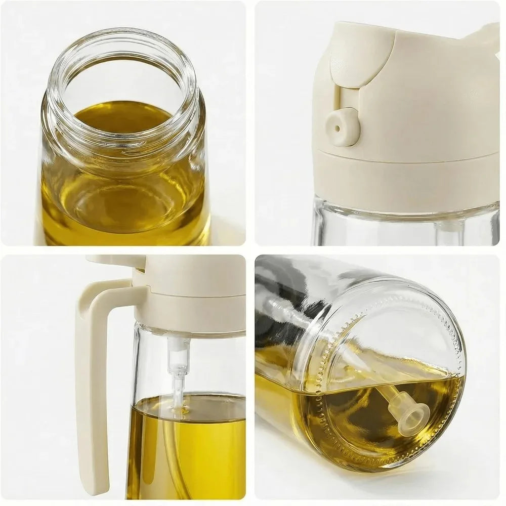 2-in-1 Glass Oil Dispenser & Sprayer Bottle Set – 2Pcs