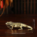 Antique Brass Crocodile Statue Feng Shui Lucky Desk Ornament