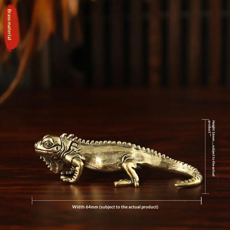 Antique Brass Crocodile Statue Feng Shui Lucky Desk Ornament