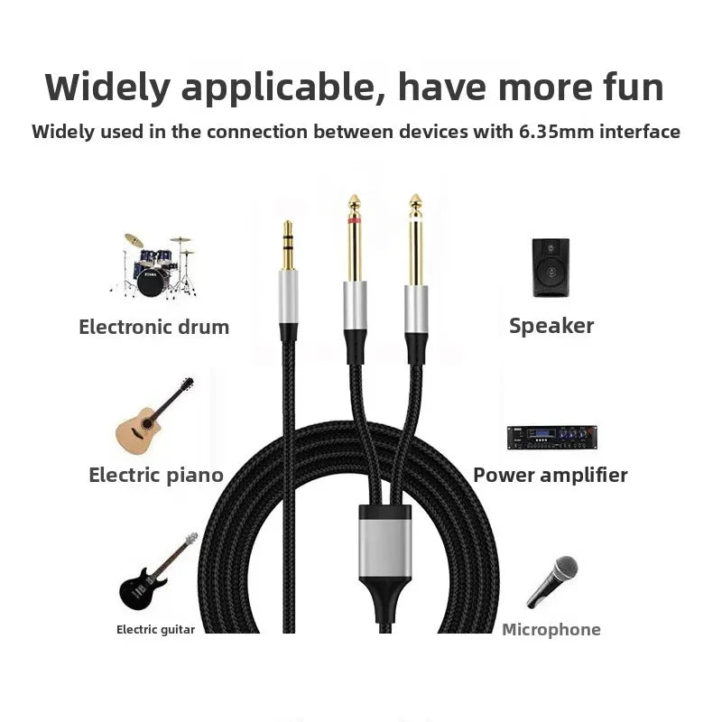 Nixie 3.5mm to Dual 6.35mm Audio Cable – Gold-Plated & DC Noise