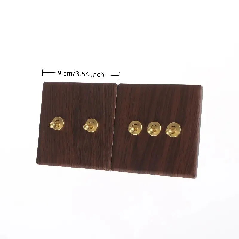 Retro Wood Grain Wall Switch Panel | LED Dimmer Toggle