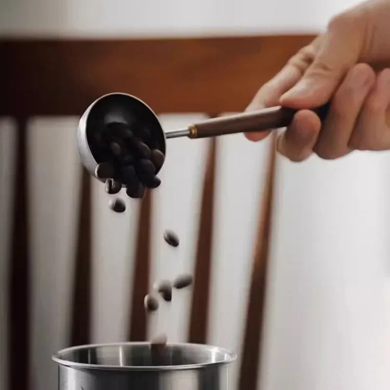 Stainless Steel Coffee Scoop Walnut Wood Handle 8/25ml