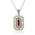Women's White CZ Pendant Necklace – Silver & Gold-Tone Chain