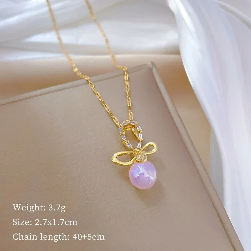 Mermaid Butterfly Knot Pendant Necklace – Gold Stainless Steel