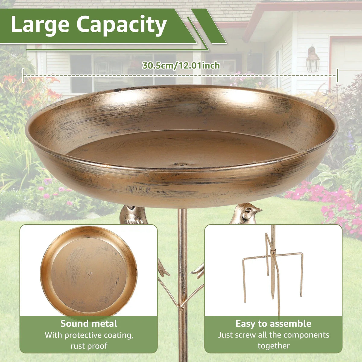 Standing Iron Bird Bath 5-Pronged Base – Garden Decor