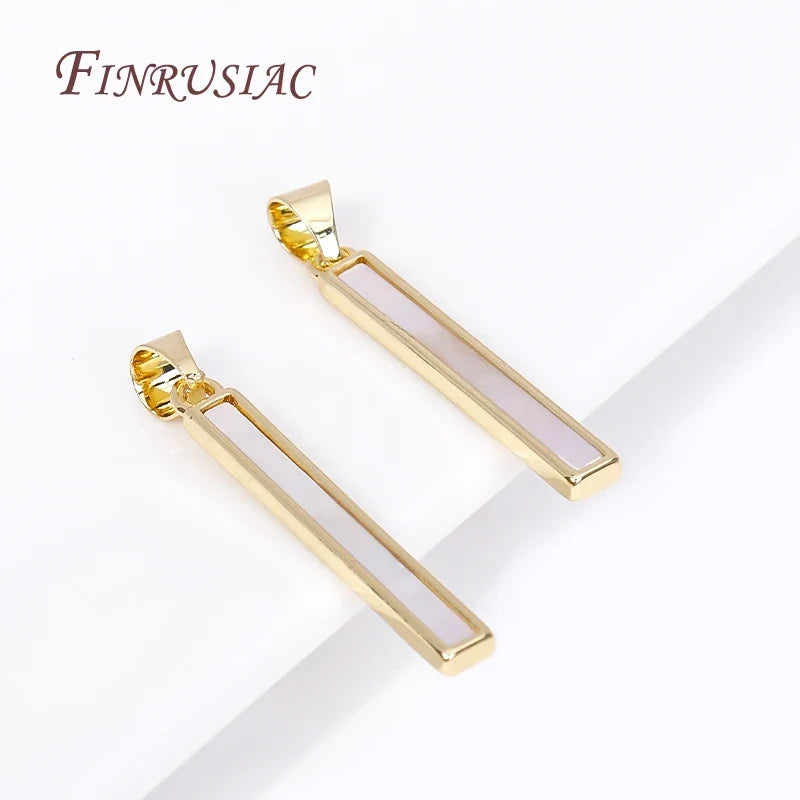 18K Gold Plated Rectangle Shell Pendant Charms | DIY Jewelry