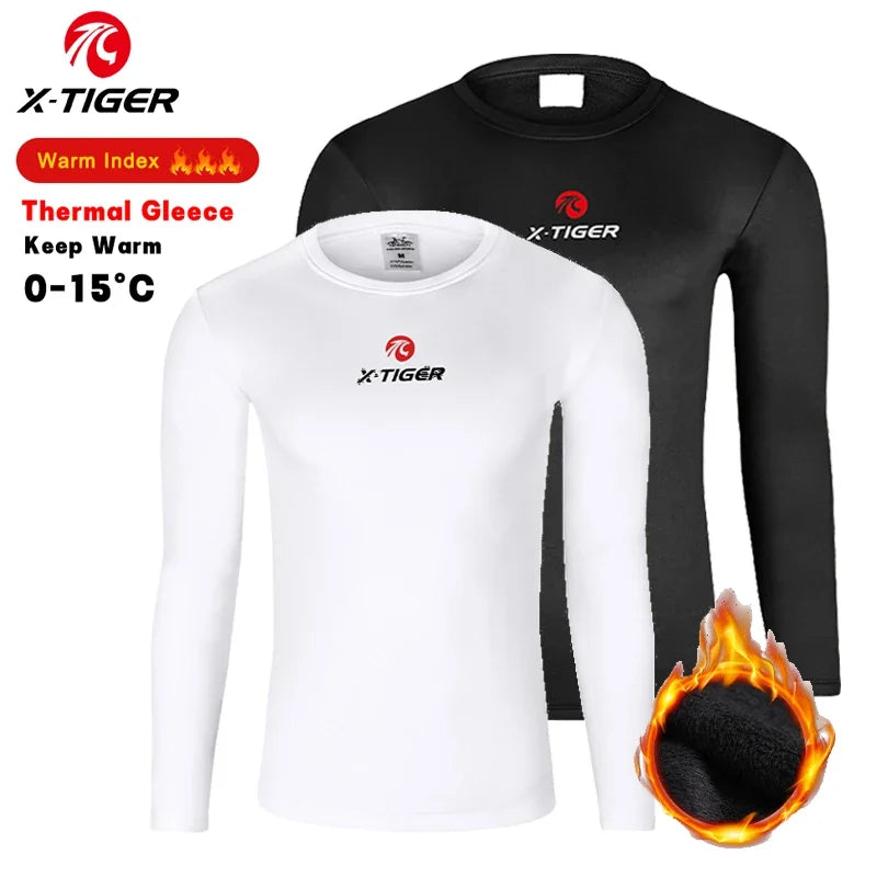 X-TIGER Winter Fleece Cycling Base Layer | Long Sleeve Bike Shirt