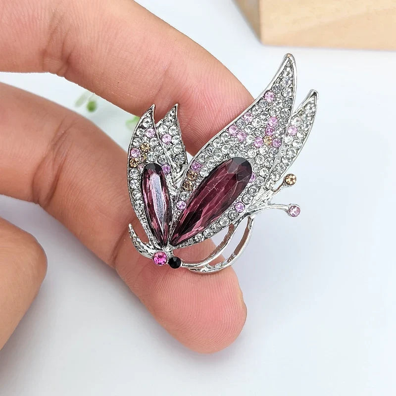 Purple Crystal Butterfly Brooch – Elegant Luxury Fashion Pin