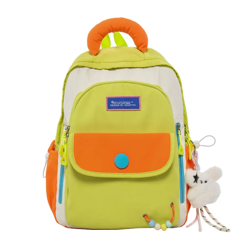 Kids Two-Tone Cartoon School Backpack | Elementary Nylon Bag
