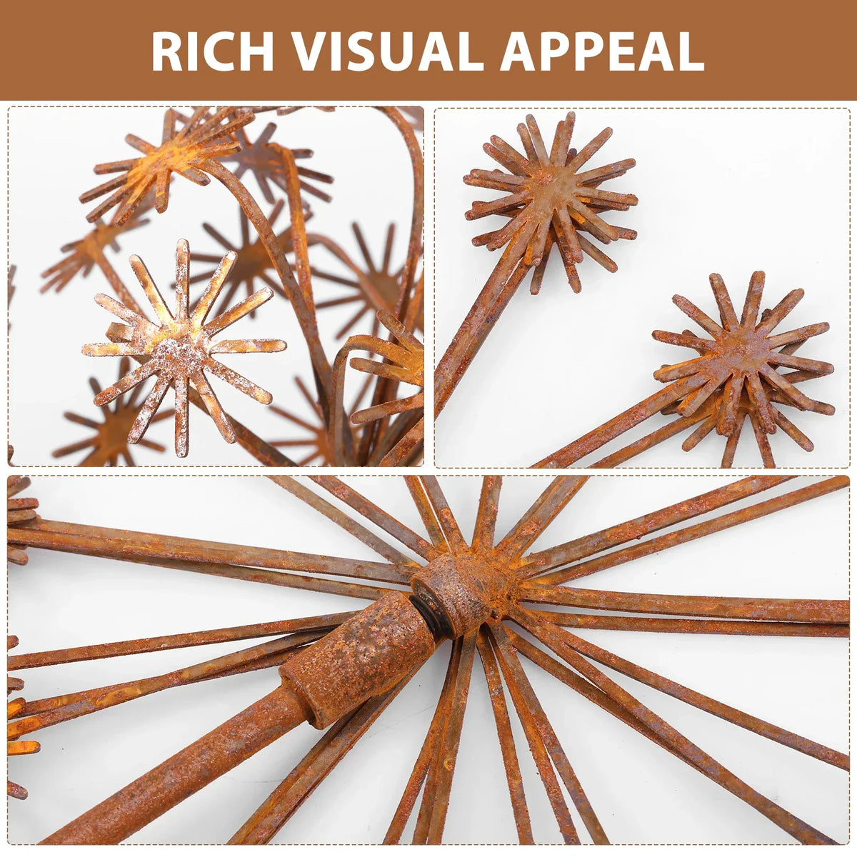Rusty Metal Flower Garden Stakes – 2 Pcs Vintage Outdoor Décor