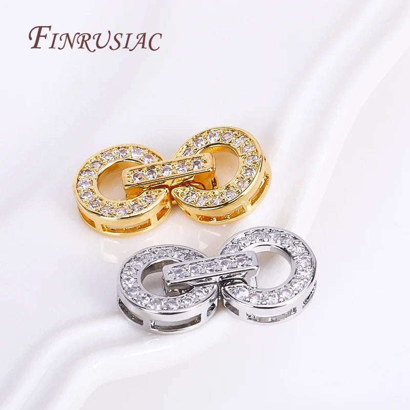 18K Gold Plated Zircon Round Clasp 11x24mm – DIY Jewelry