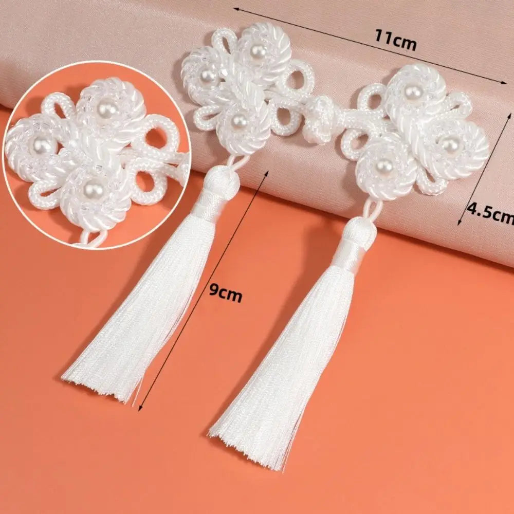 Chinese Tassel Plate Buckle Hand-Beaded Knot Button DIY