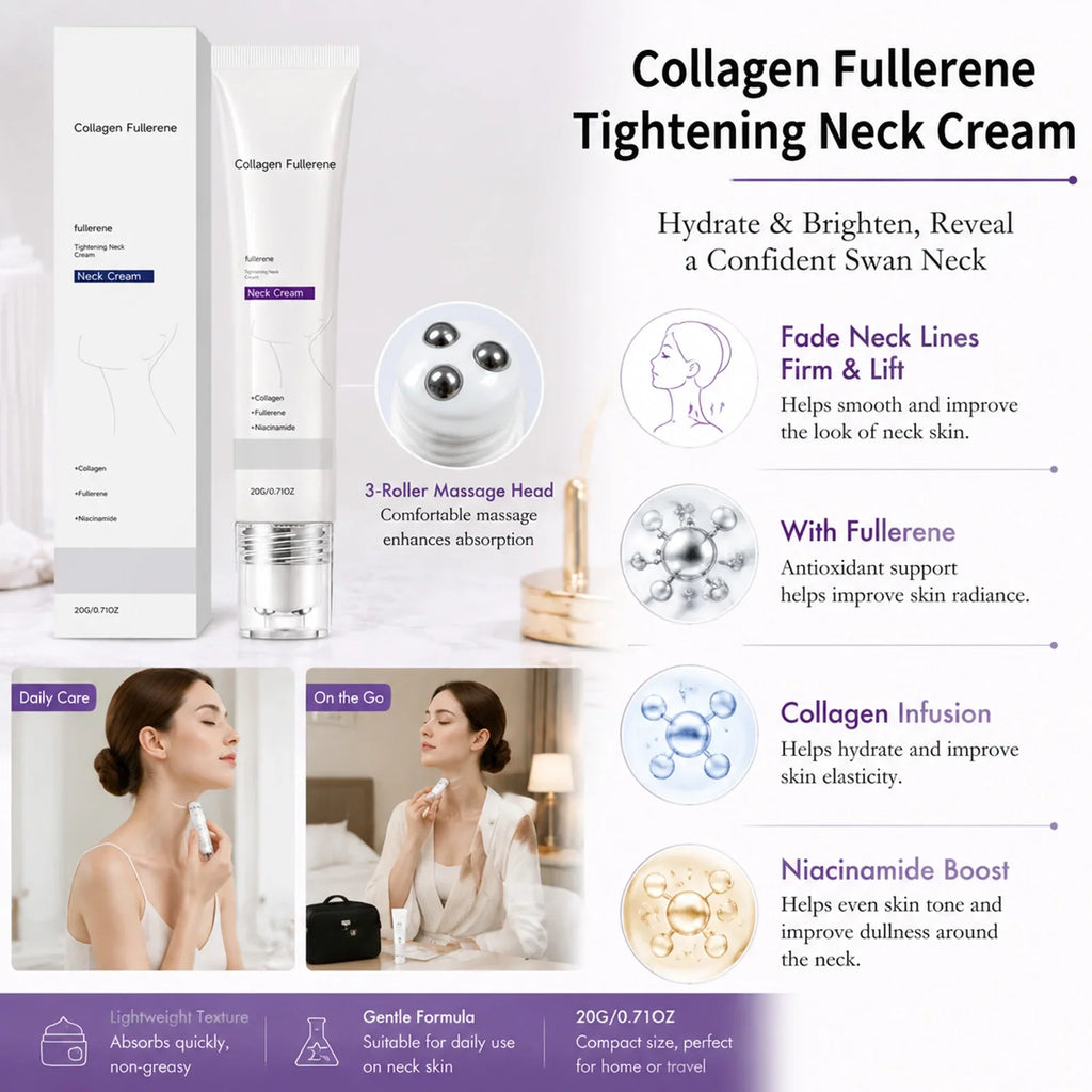 Roller-Ball Neck Cream – Collagen, Fullerene & Niacinamide