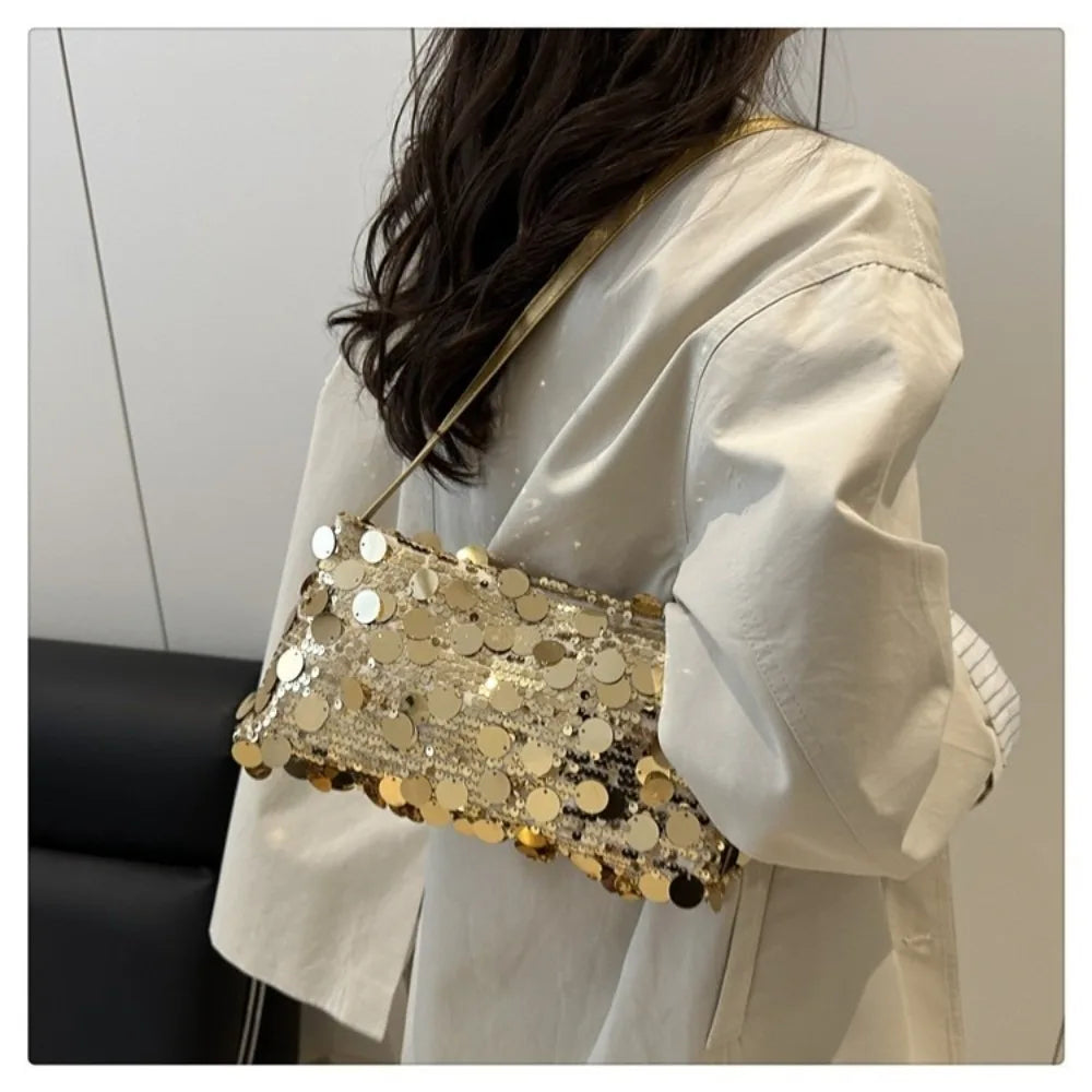 Women's Sequin Shoulder Tote Bag – Large Capacity Evening Bag