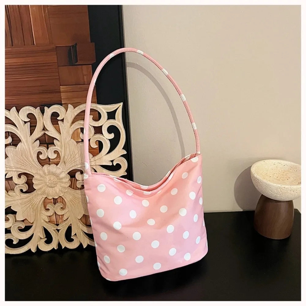 Women's Polka Dot Shoulder Bag – Water-Resistant Oxford Tote