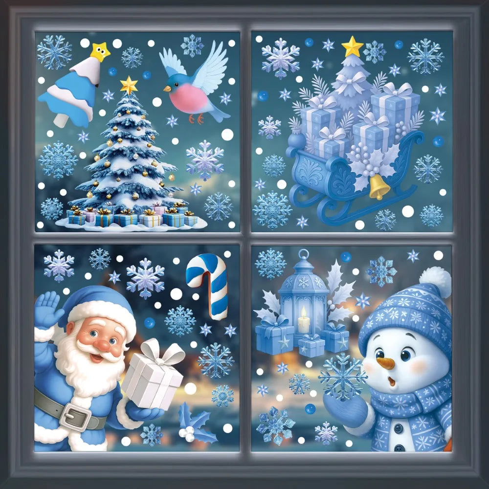 PVC Christmas Window Stickers – Snowman, Snowflake & Santa