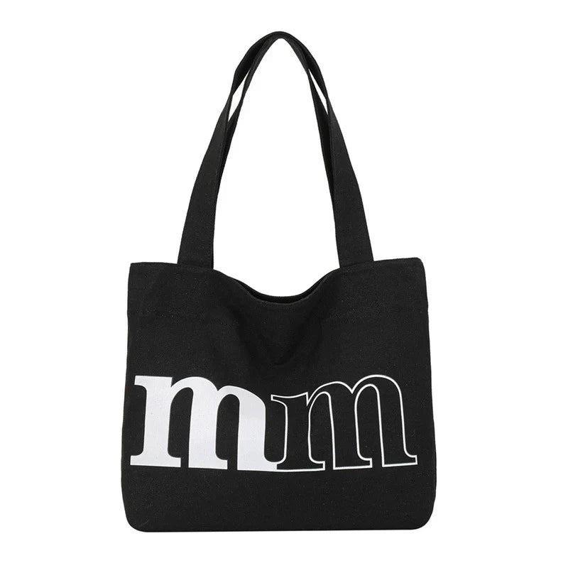 Women's Canvas Letter Shoulder Bag – Large Capacity Tote