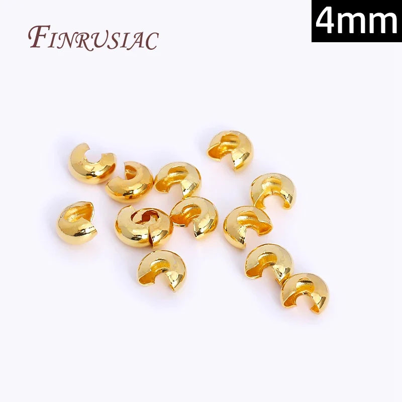 18K Gold Plated Crimp Bead Covers 3mm 4mm | DIY Jewelry Findings