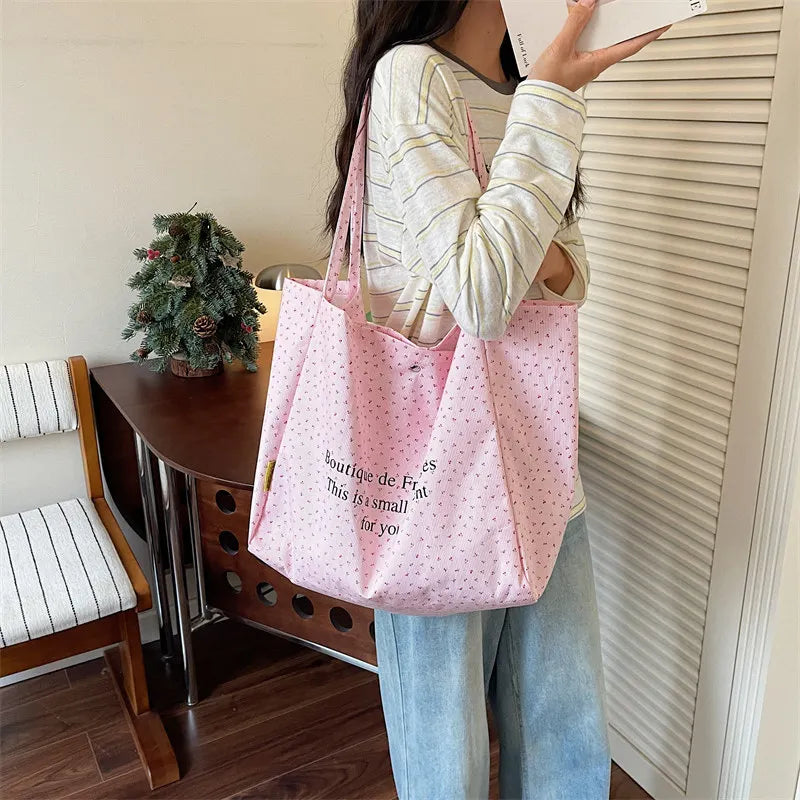 Floral Canvas Tote Bag – Large Women's Commuter Handbag