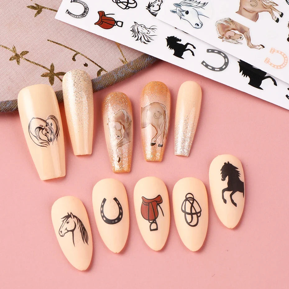 Horse Year Nail Art Stickers – Equestrian DIY Decals 2pc